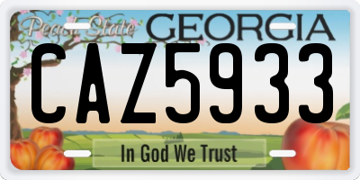 GA license plate CAZ5933