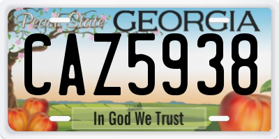 GA license plate CAZ5938