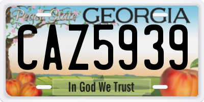 GA license plate CAZ5939