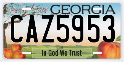 GA license plate CAZ5953