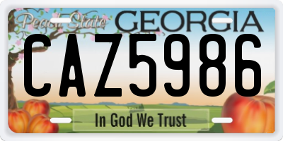GA license plate CAZ5986