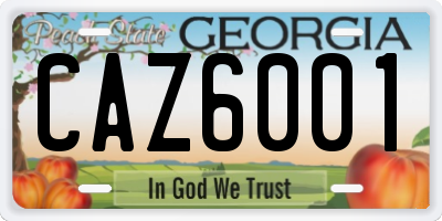 GA license plate CAZ6001