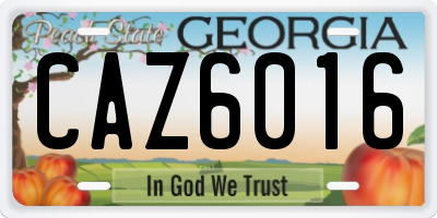 GA license plate CAZ6016