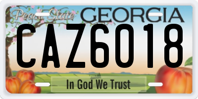 GA license plate CAZ6018