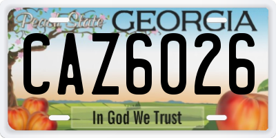 GA license plate CAZ6026