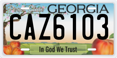 GA license plate CAZ6103