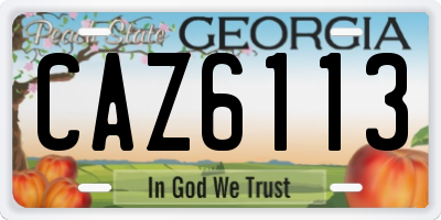 GA license plate CAZ6113