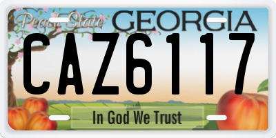 GA license plate CAZ6117