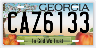 GA license plate CAZ6133