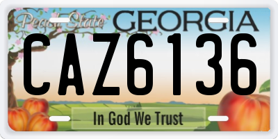 GA license plate CAZ6136