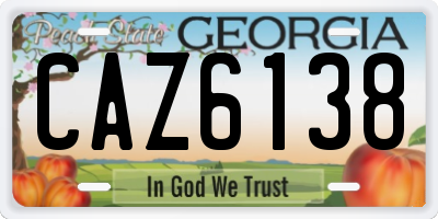 GA license plate CAZ6138
