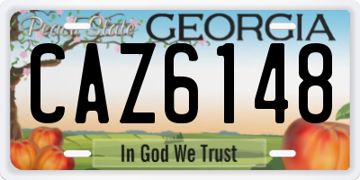 GA license plate CAZ6148