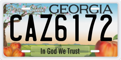 GA license plate CAZ6172