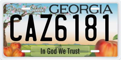 GA license plate CAZ6181