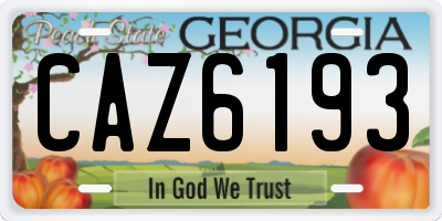 GA license plate CAZ6193