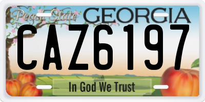 GA license plate CAZ6197