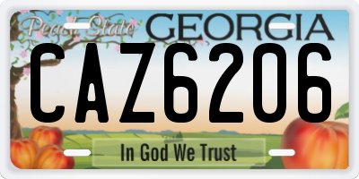 GA license plate CAZ6206