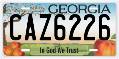 GA license plate CAZ6226