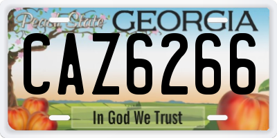GA license plate CAZ6266