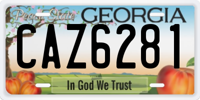 GA license plate CAZ6281
