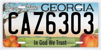 GA license plate CAZ6303