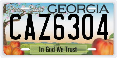 GA license plate CAZ6304