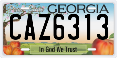 GA license plate CAZ6313