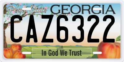 GA license plate CAZ6322