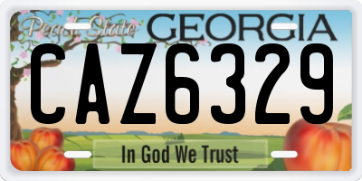GA license plate CAZ6329