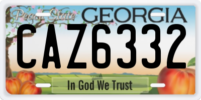 GA license plate CAZ6332