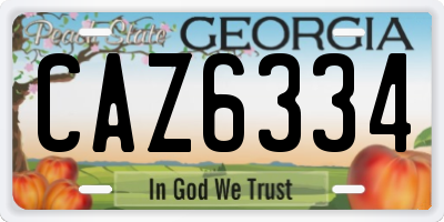 GA license plate CAZ6334