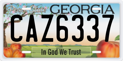 GA license plate CAZ6337
