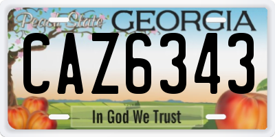 GA license plate CAZ6343