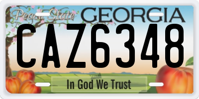 GA license plate CAZ6348