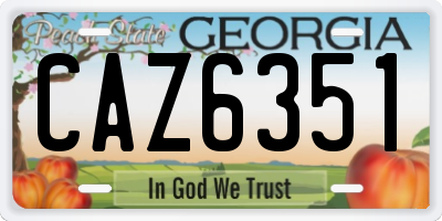 GA license plate CAZ6351