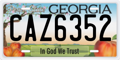 GA license plate CAZ6352