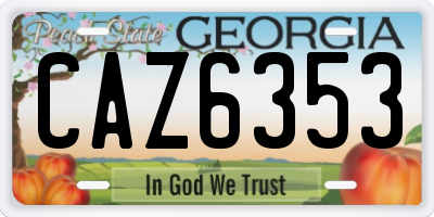 GA license plate CAZ6353