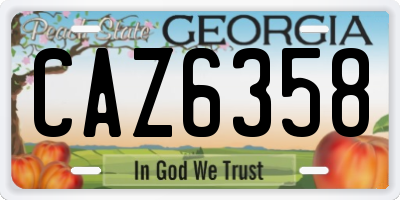 GA license plate CAZ6358
