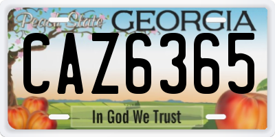 GA license plate CAZ6365