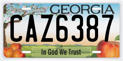 GA license plate CAZ6387