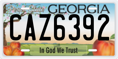 GA license plate CAZ6392