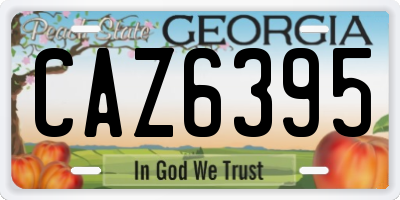 GA license plate CAZ6395