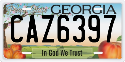 GA license plate CAZ6397