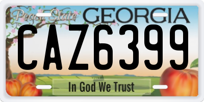 GA license plate CAZ6399