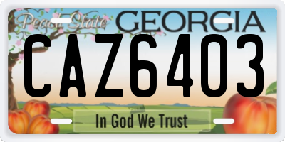 GA license plate CAZ6403