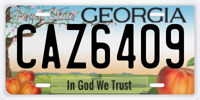 GA license plate CAZ6409