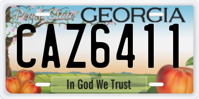 GA license plate CAZ6411