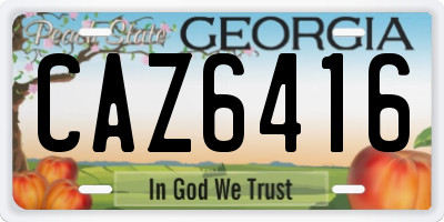 GA license plate CAZ6416