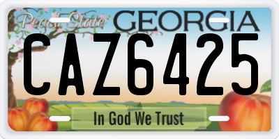GA license plate CAZ6425