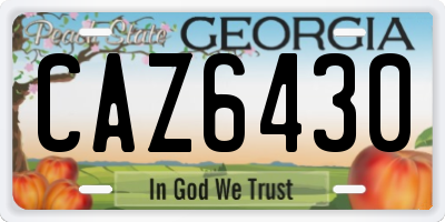 GA license plate CAZ6430
